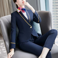 Uniforme d'hôtesse de l'air pour femmes, printemps-automne, spandex, polyester, costume professionnel à manches longues