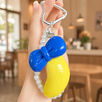 Chaîne de perles en résine 3D imitation écorce d'orange, porte-clés exquis avec pendentif perles pour sacs et téléphones