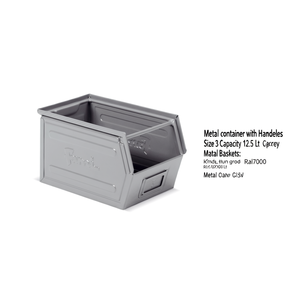 Fami Metal Container With Handles Size 3 Capacity 12.5 Lt Dark Grey Ral7000 Metal Baskets - Product Image 3