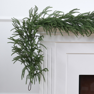 Handmade Norfolk Pine <b>Plastic</b> Christmas Garland with Soft Material Feeling Pine Needles Decoration - Product Image 6