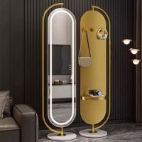 Miroir sur pied rotatif moderne et industriel argenté tendance pour chambre de fille, salon, personnalisable