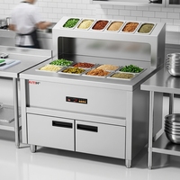 Restaurant-Küchenausstattungsset Metall-Obstsalat-Vorbereitungsstation mit Gewürzbox Kräuter-Würzmittel-Zubehör