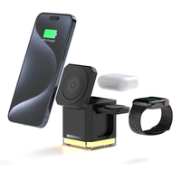 Support de charge rapide universel RGB 15W, chargeur sans fil magnétique pliable 4 en 1 pour écouteurs, montre et téléphone