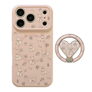 Coque rose mignonne pour <span class=keywords><strong>iPhone</strong></span> avec support magnétique, motif lapin adorable, antichoc, pour femme, esthétique, girly - Product Image 5