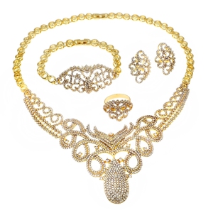 Ensemble de bijoux plaqués or 24k pour femmes, de haute qualité, de luxe, de dubaï, cadeau de mariée plissé, en alliage d'or 18k - Product Image 6