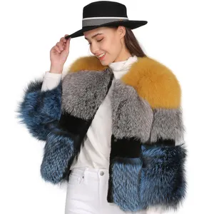 High Quality Winter Coat Fur/ Women Warm Colorful Fur Silver Fox Coat