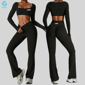 Completo Sportivo Donna di Alta Qualità: Reggiseno Sportivo, Leggings a Vita Alta, Maglia a Maniche Lunghe, Abbigliamento da Palestra, <span class=keywords><strong>Fitness</strong></span> e <span class=keywords><strong>Yoga</strong></span> - Product Image 3