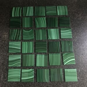 Pietra preziosa di lusso di alta qualità in pietra di Malachite quadrati in fogli solidi spazi vuoti intarsi gioielli che fanno 30*30*2mm - Product Image 1