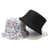 Logo personnalisé nouvelle mode drôle imprimé seau chapeaux été hiver casquette Dollar argent conception deux faces porter Style uni tissu visière