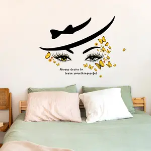 여자 방 자체 접착 영감 따옴표 눈 눈썹 스티커 벽 장식