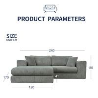 Canapé d'angle Chesterfield compressé en forme de L, trois places, en tissu velours côtelé, rembourré en mousse, grand canapé sectionnel sans armature, NOUVEAU 2026, pour hôtel moderne