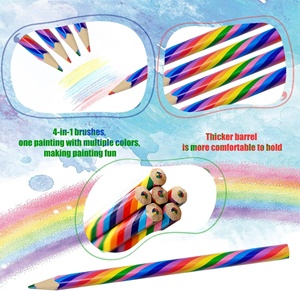 Crayons géants multicolores personnalisés 4-en-1, crayons hexagonaux à mine colorée, motifs arc-en-ciel, articles cadeaux pour enfants - Product Image 2