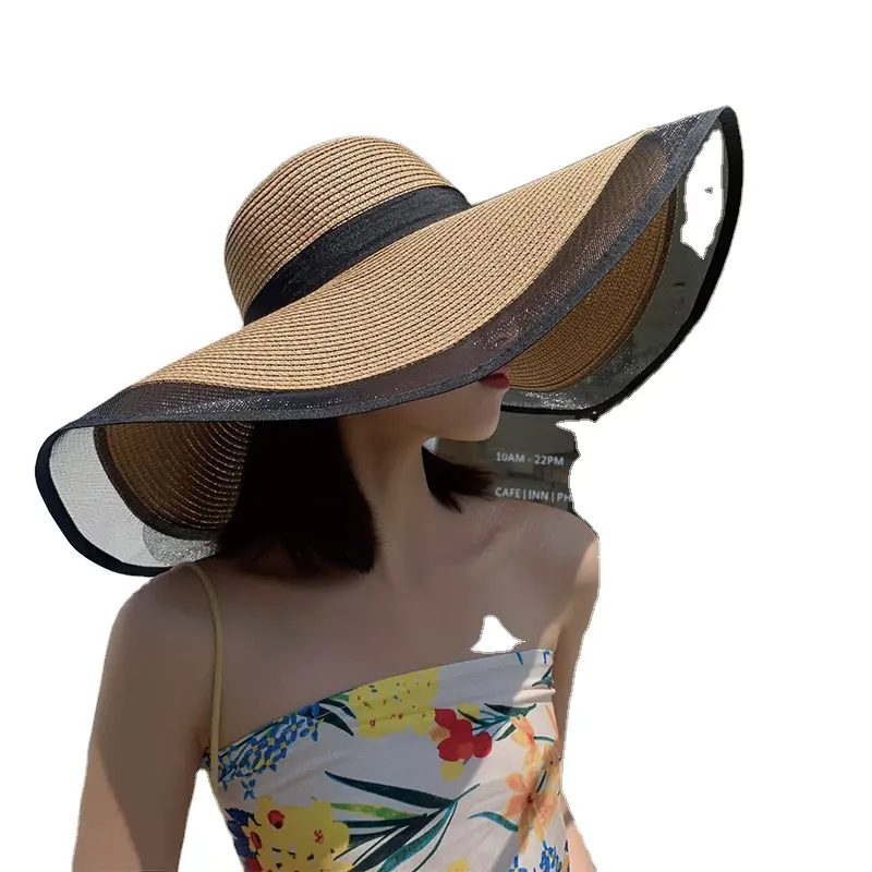 Wholesale Price Women Straw Hat Summer Oversize Huge Straw Hat Beach Women Outdoor Sun Travel Natural Straw Hat