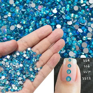 K9 pietre di vetro sfuse strass di cristallo diverse dimensioni acquamarina AB SS20 flatback non hotfix strass per fai da te unghie artigianali