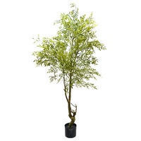 Künstlicher Nandina-Baum im Topf aus Plastik, Realistisch Aussehende Künstliche Grünpflanze für Innen- und Außendekoration zum Verkauf