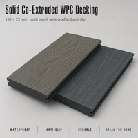 Planches de terrasse en composite WPC co-extrudé, solides, imperméables, antidérapantes, à grain de bois, pour jardin et patio