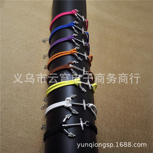 Pulsera de Ancla Náutica con Cuerda de Gamuza Multicolor y Aleación de Zinc, Regalo de Joyería - Product Image 4