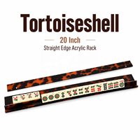 Support de Mahjong Américain Moderne de Luxe en Acrylique de 20 Pouces avec Barre de Poussée à Bord Droit et Porte-Pièces Effet Écaille de Tortue, Portable pour 4 Joueurs