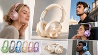 Écouteurs supra-auriculaires ANC à réduction de bruit pour téléphone portable, avec coussinets en protéines, logo OEM coloré, chipset JL, autonomie de charge de 2 heures