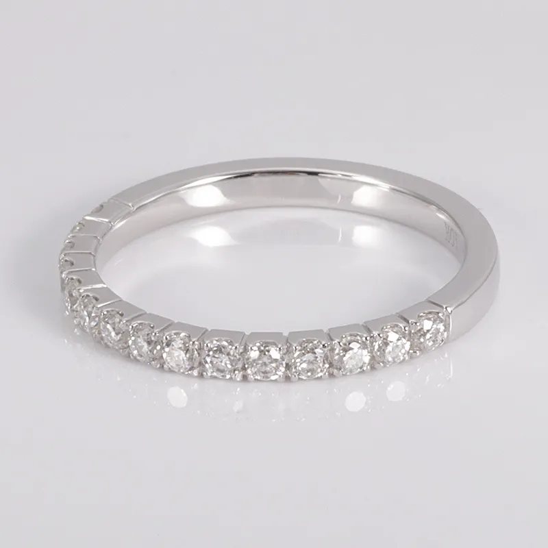 Simply fashion projetado 14k branco ouro diamante 2mm moissanite anel banda senhora favorito