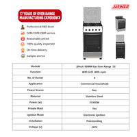 Nouvelle cuisinière à gaz inoxydable de 20 "pouces 500mm cuisinière à gaz pour la maison Double usage avec four électrique à convection 4 brûleurs
