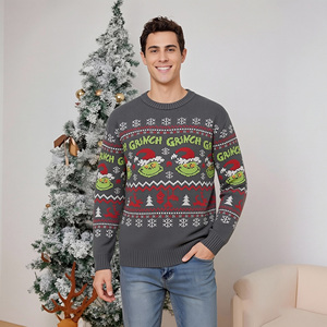 2026 New <strong>Men's</strong> Christmas Sweater Green Monster Cartoon Jacquard Pullover Round Neck <strong>Xmas</strong> <strong>Jumper</strong> Winter Warm Knitwear - Product Image 6