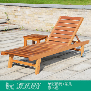 Chaise longue d'extérieur en teck massif, pliable, design moderne, pour hôtel et salon - Product Image 2