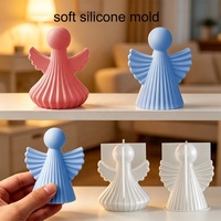 Offres Spéciales – Moules en Silicone Écologiques Réutilisables pour Bougies et Plâtres Aromatiques, Forme d'Ange Ailé Rayé 3D à Faire Soi-même
