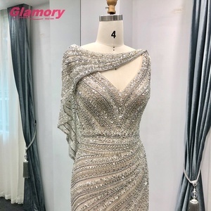 Vestido de Noche de Fiesta con Pedrería y Abertura Sexy Estilo Sirena, Fotos Reales 2020 - Product Image 3