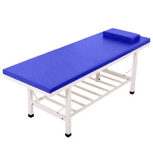 Mesa de masaje djustable de acero espesado con estantería, cama de examen Ospital con almohada - Product Image 1