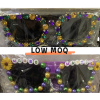 Lunettes de soleil HLC Fat Tuesday ornées de perles, lunettes de soleil Mardi Gras Mambo avec lettres en strass, lunettes de fête et de carnaval amusantes