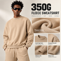 Sweat-shirt à col montant 350 GSM, coupe oversize, en molleton épais, col rond, coupe carrée, pour homme, style classique américain, marque privée, fourniture OEM