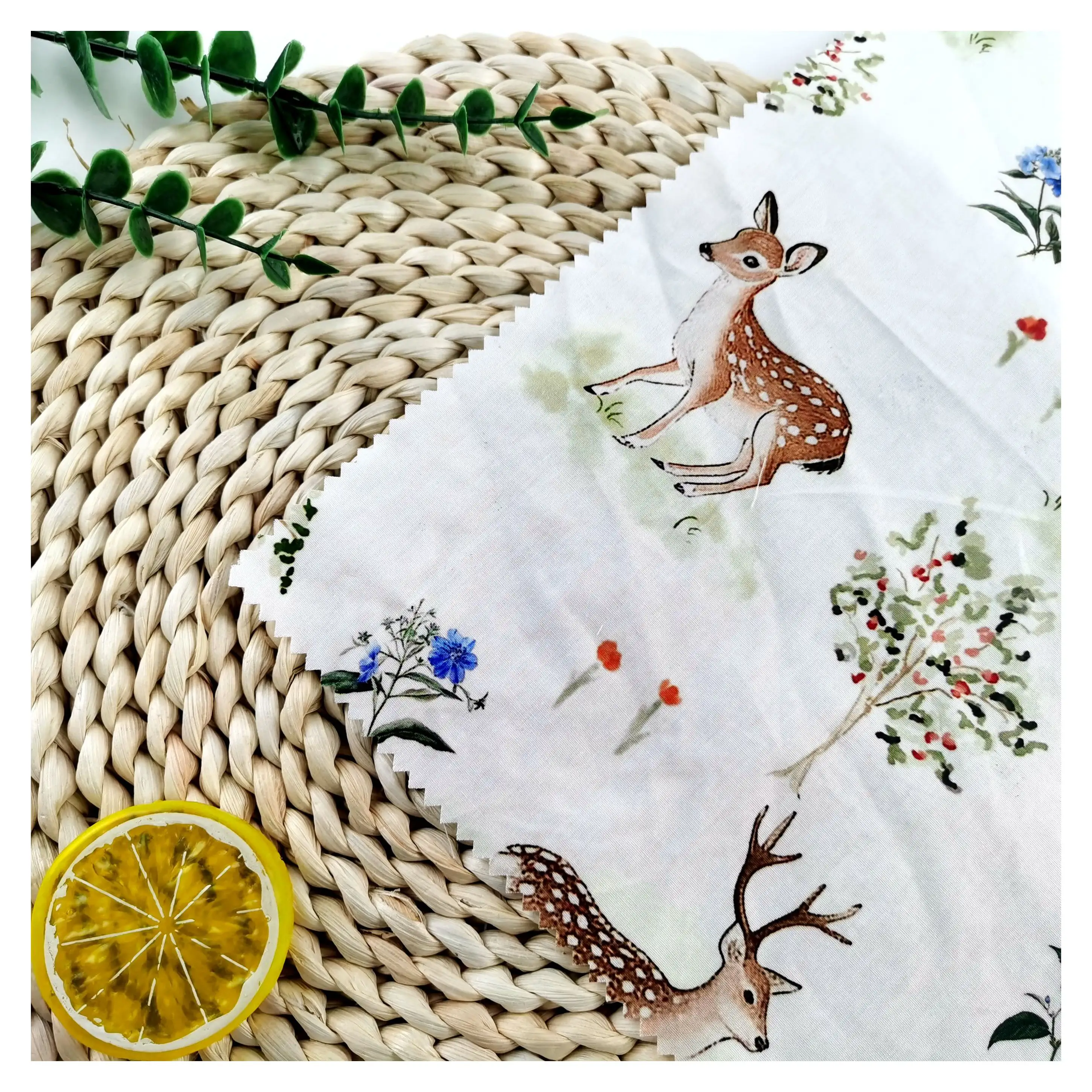 Classique doux sentiment bel animal cerf arbre motif 100% coton popeline imprimé tissu pour enfants bébé