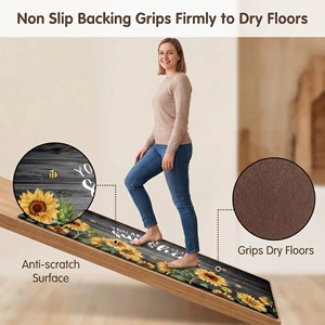 Ensemble de tapis de sol de cuisine en PVC, imprimé tournesol, imperméable, antidérapant, rectangulaire, lavable, résistant à l'huile - Product Image 3