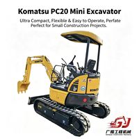 Mini-excavatrice sur chenilles Komatsu PC20MR d'occasion, 2000 kg, à bras court, pour l'aménagement paysager et les petites constructions