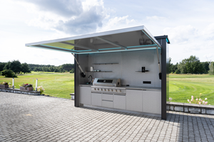 Four à grillades et à pizzas - Cuisine extérieure portable, structure de barbecue en aluminium, abri blanc, écologique, avec contrôle de sécurité par bouton de réglage de la flamme - Product Image 6