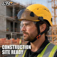 Casques de sécurité industriels de construction personnalisés HBC CE EN397 avec visière transparente en ABS, lunettes de protection, casque de sécurité