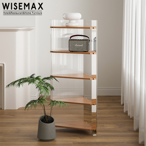 WISEMAX FURNITURE Modern Luxury living room Wall scaffalature triangolari storage glass wood frame side cabinet per uso domestico - Product Image 1