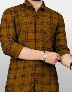 Camisa de algodón 100% ajustada informal de talla XL para hombre, cuello extendido a cuadros, tejido de punto ODM antiarrugas, transpirable, teñido liso - Product Image 4