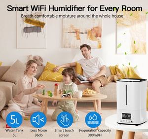 Produits populaires : Humidificateur à mode nuit 5L, appareils électroménagers intelligents, grande capacité d'évaporation, humidificateur d'air ultrasonique - Product Image 3