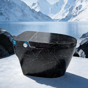 GUIXIN Smart <strong>Toilet</strong> CE Certified for European Use Black Marble-patterned Ceramic Remote Control Included P-trap/S-trap Drainage - Product Image 1
