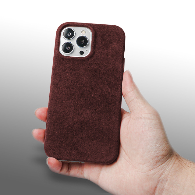 Phone case Custom Design Leather Mobile Phone case with Metal Buttonsuede Phone case for iphone 14 15 16 Pro Max