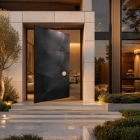 Porte de sécurité moderne pour l'entrée extérieure de la maison, porte d'entrée principale avec panneau texturé et poignée ronde