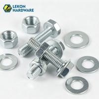 Vis hexagonales en acier au carbone Lekon M4 M6 M8 M10 M12X20mm DIN 931 933 métriques et impériales, plaquées zinc, avec écrous