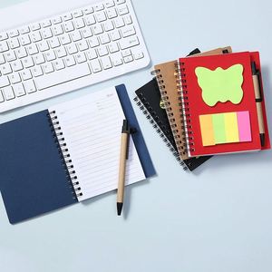 Custom Kraft Paper Spiral Notebook with Pen and Sticky Notes Branded Refillable <b>Journal</b> for Business Promotions - Product Image 3