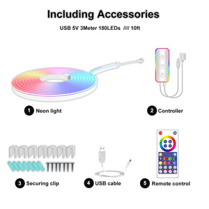 Luz inteligente para el hogar Tuya <span class=keywords><strong>Wifi</strong></span> Bluetoothmagic luz 3M 180LED música neón tira de luz música tira de luz DIY forma 16 millones de colores - Product Image 6