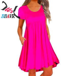 2025 New Arrival Women's Clothing <b>Plus</b> <b>Size</b> Casual Short Sleeve Dresses With O-neck Solid Pattern Fashion - Product Image 4