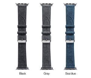 Sang Trọng <span class=keywords><strong>Alcantara</strong></span> Dây Đeo Đồng Hồ Trong Màu Đen Xám Biển Màu Xanh Da Lộn Cho 45Mm/40Mm Iwatch Smartwatches - Product Image 2