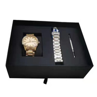 Boîtes à montres noires personnalisées avec logo pour montres de luxe pour hommes, montres automatiques mécaniques, boîtes à tiroirs coulissants