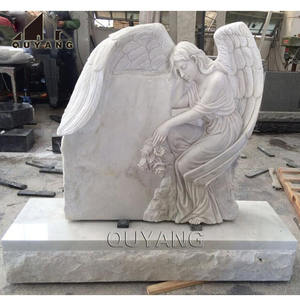 QUYANG – sculpture sur pierre de Style européen, granit, marbre blanc, femmes qui pleurent, ange, cimetière, tombe - Product Image 4